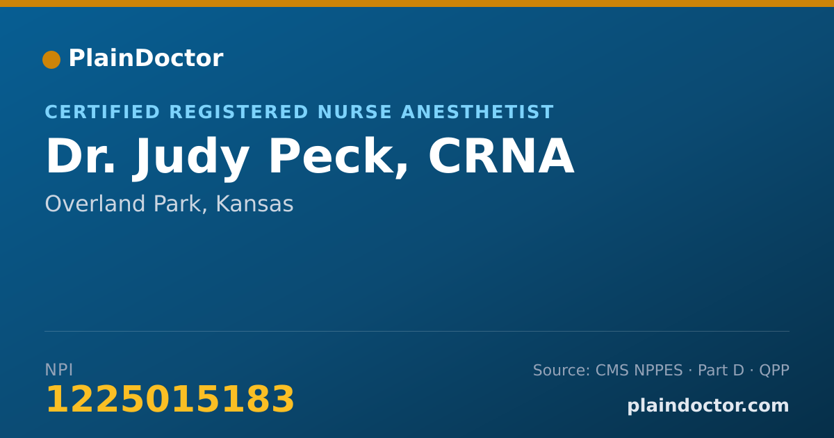 Shareable card for Judy Peck, CRNA - Certified Registered Nurse Anesthetist, Overland Park, KS