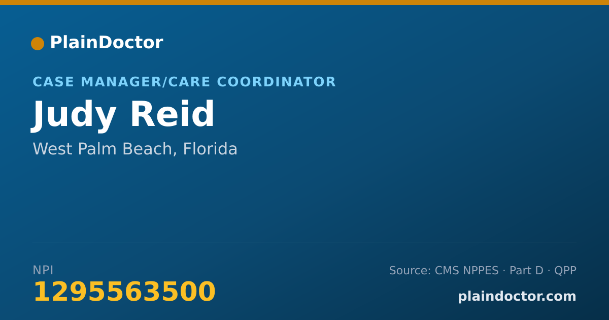 Shareable card for Judy Reid - Case Manager/Care Coordinator, West Palm Beach, FL