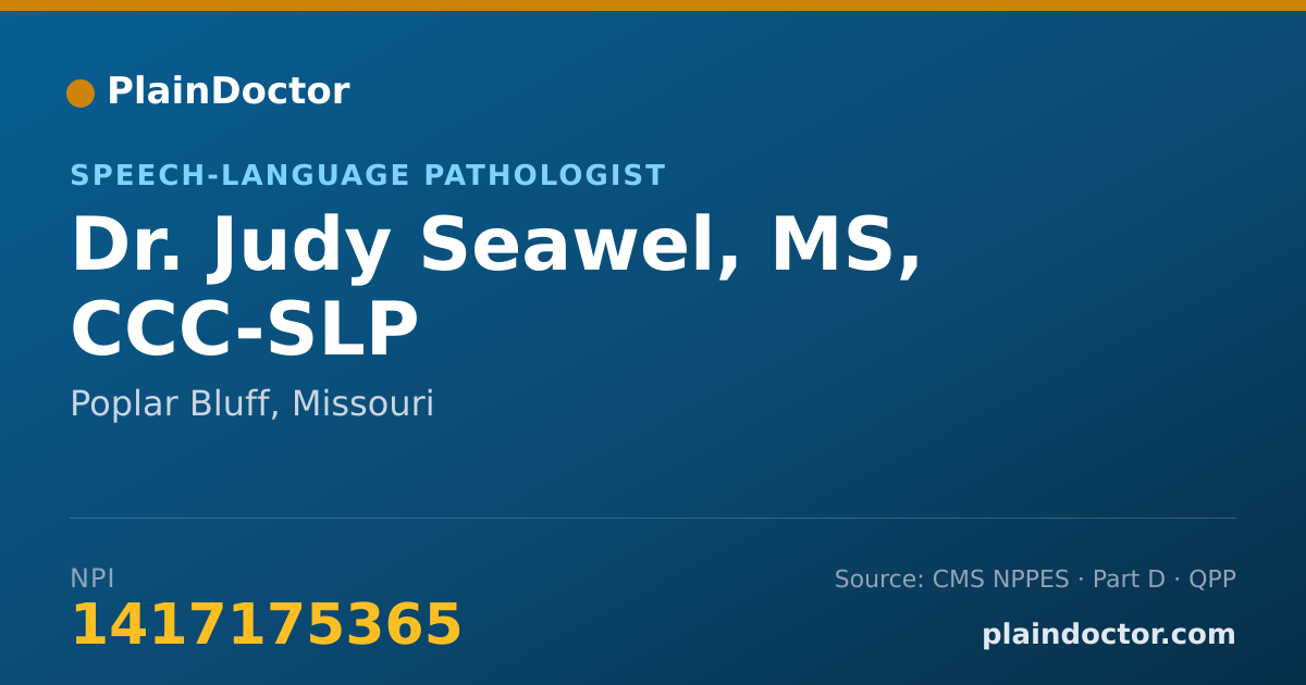 Shareable card for Judy Seawel, MS, CCC-SLP - Speech-Language Pathologist, Poplar Bluff, MO