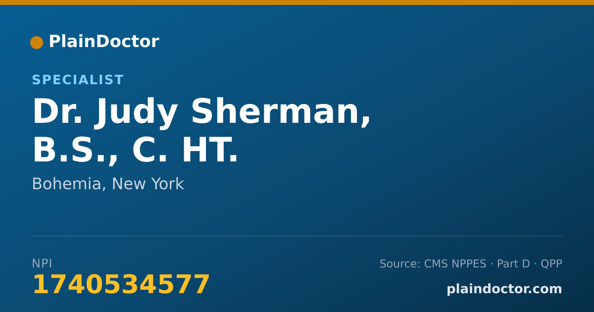 Shareable card for Judy Sherman, B.S., C. HT. - Specialist, Bohemia, NY