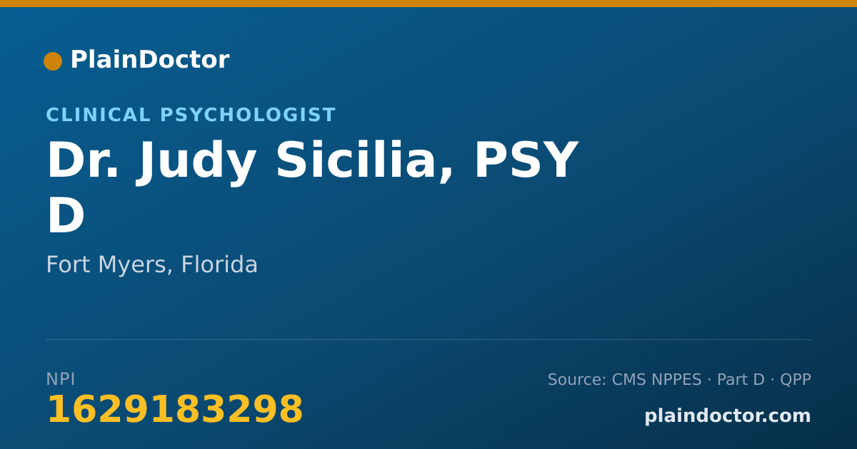 Shareable card for Judy Sicilia, PSY D - Clinical Psychologist, Fort Myers, FL