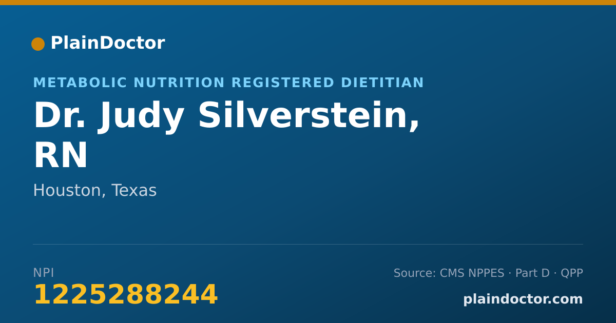 Shareable card for Judy Silverstein, RN - Metabolic Nutrition Registered Dietitian, Houston, TX
