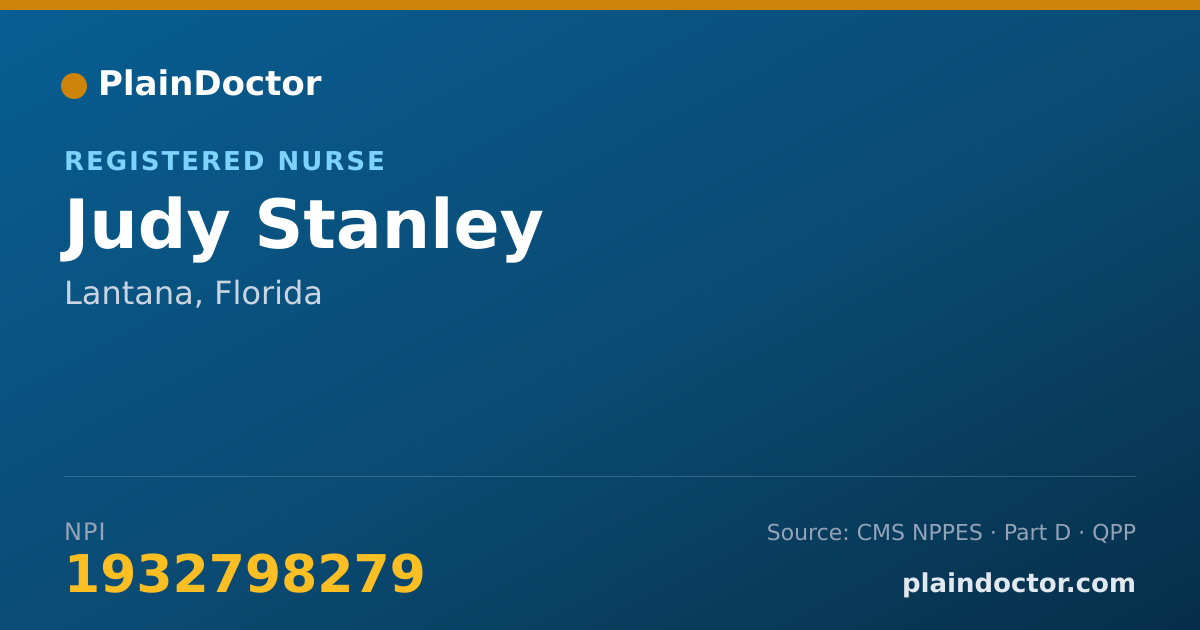 Shareable card for Judy Stanley - Registered Nurse, Lantana, FL
