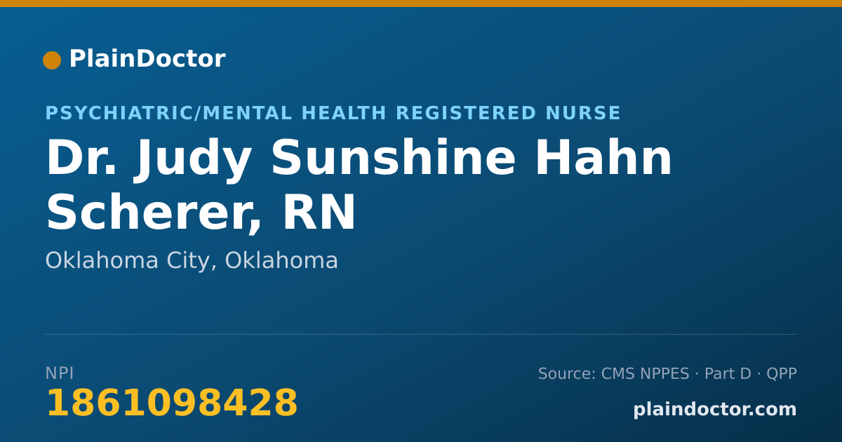 Shareable card for Judy Sunshine Hahn Scherer, RN - Psychiatric/Mental Health Registered Nurse, Oklahoma City, OK