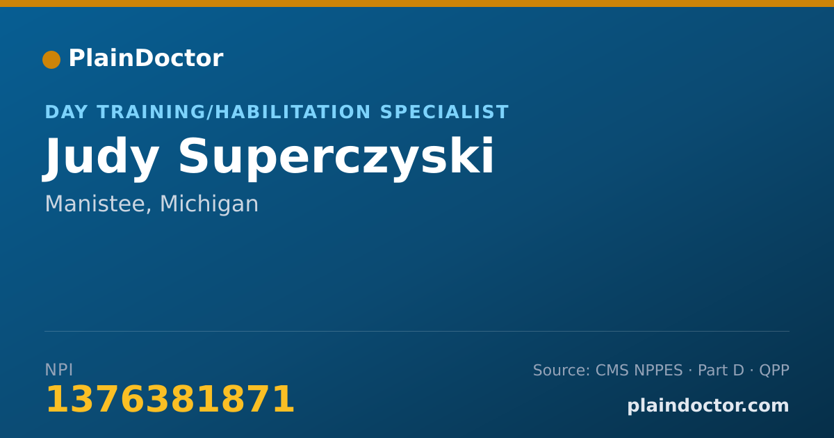 Shareable card for Judy Superczyski - Day Training/Habilitation Specialist, Manistee, MI
