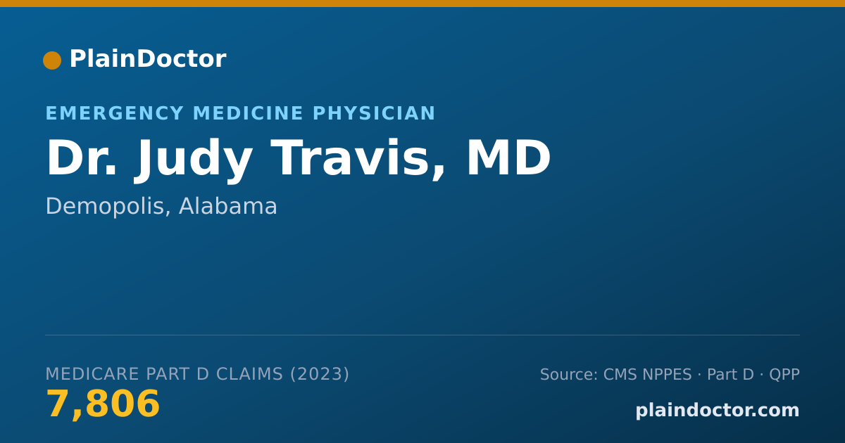 Shareable card for Judy Travis, MD - Emergency Medicine Physician, Demopolis, AL