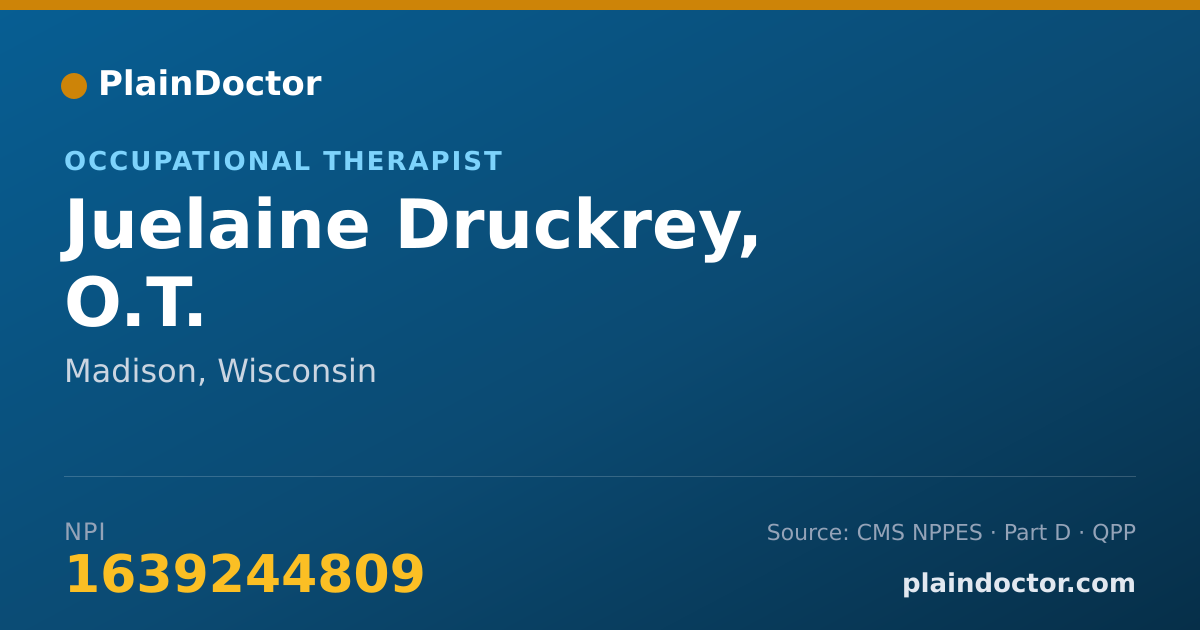Shareable card for Juelaine Druckrey, O.T. - Occupational Therapist, Madison, WI