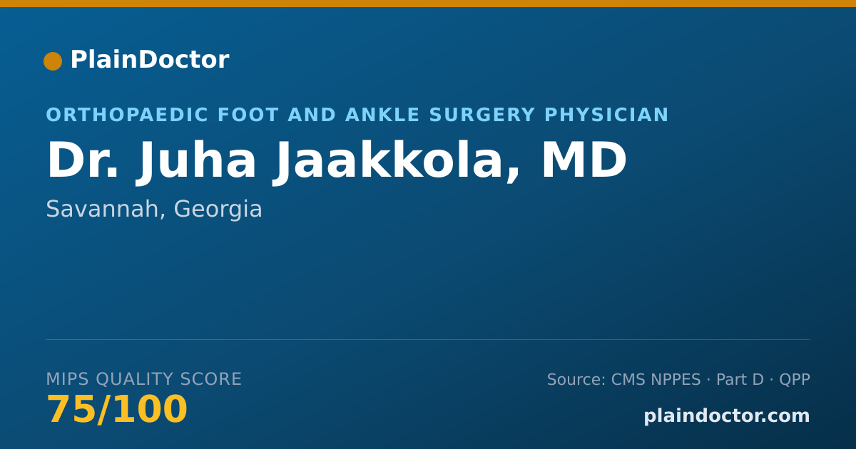Shareable card for Juha Jaakkola, MD - Orthopaedic Foot and Ankle Surgery Physician, Savannah, GA
