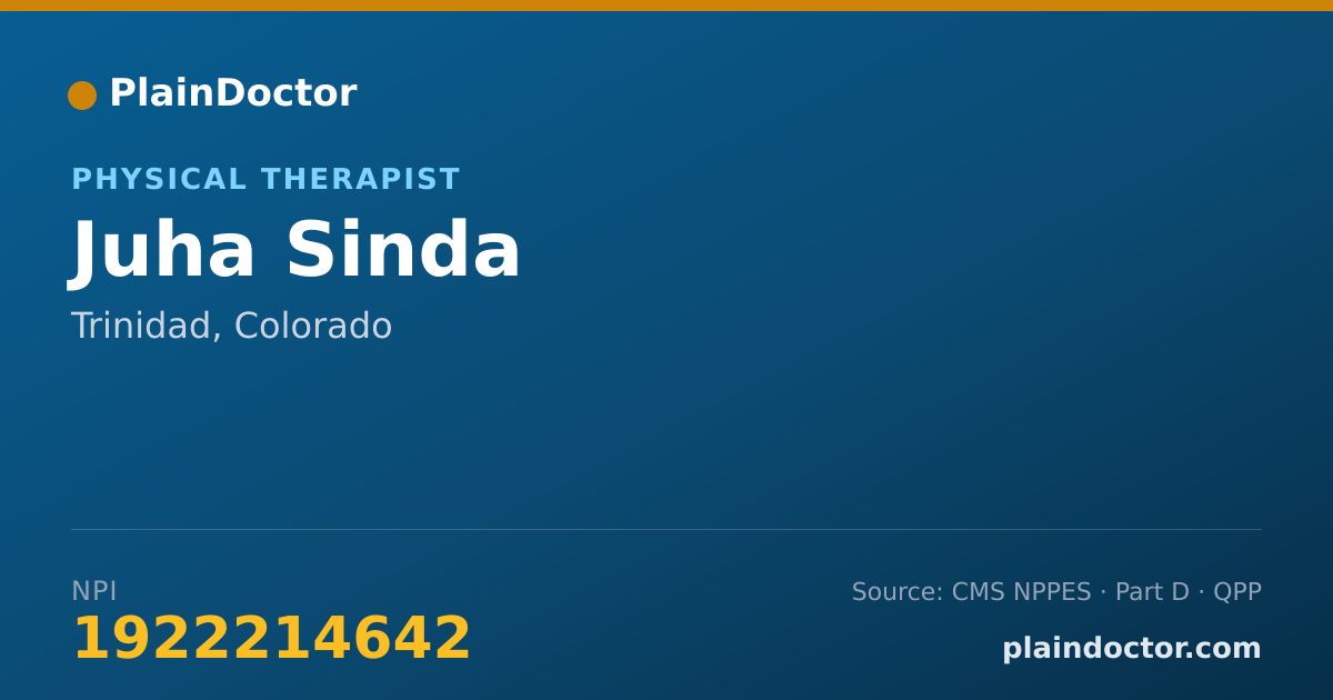 Shareable card for Juha Sinda - Physical Therapist, Trinidad, CO