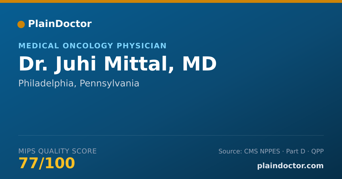 Shareable card for Juhi Mittal, MD - Medical Oncology Physician, Philadelphia, PA