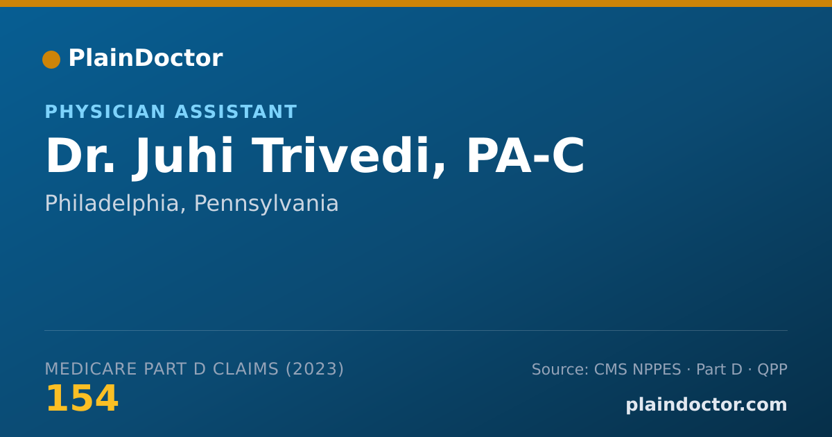 Shareable card for Juhi Trivedi, PA-C - Physician Assistant, Philadelphia, PA