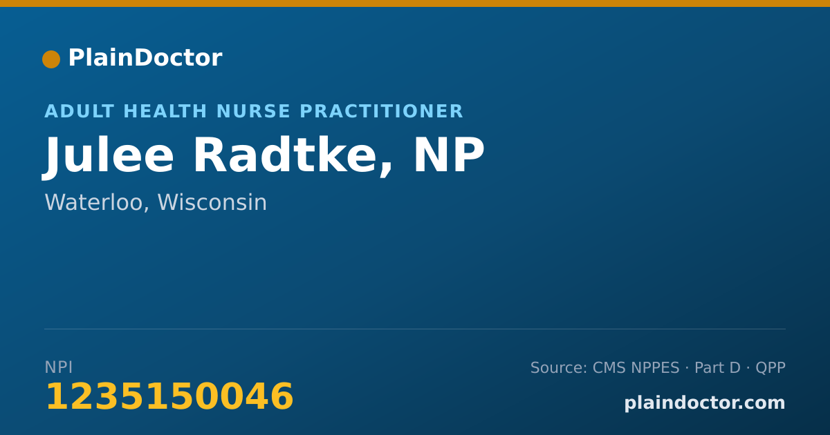 Shareable card for Julee Radtke, NP - Adult Health Nurse Practitioner, Waterloo, WI