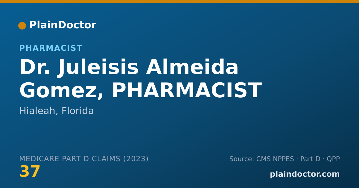 Shareable card for Juleisis Almeida Gomez, PHARMACIST - Pharmacist, Hialeah, FL
