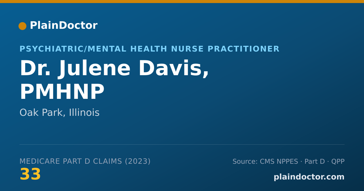 Shareable card for Julene Davis, PMHNP - Psychiatric/Mental Health Nurse Practitioner, Oak Park, IL