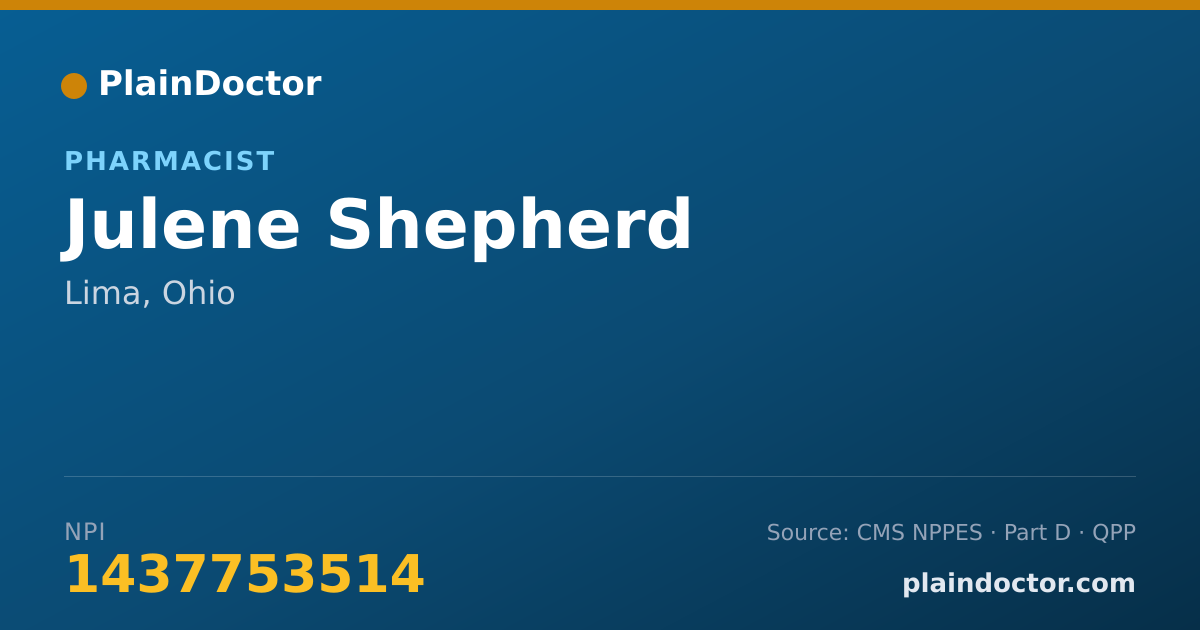 Shareable card for Julene Shepherd - Pharmacist, Lima, OH