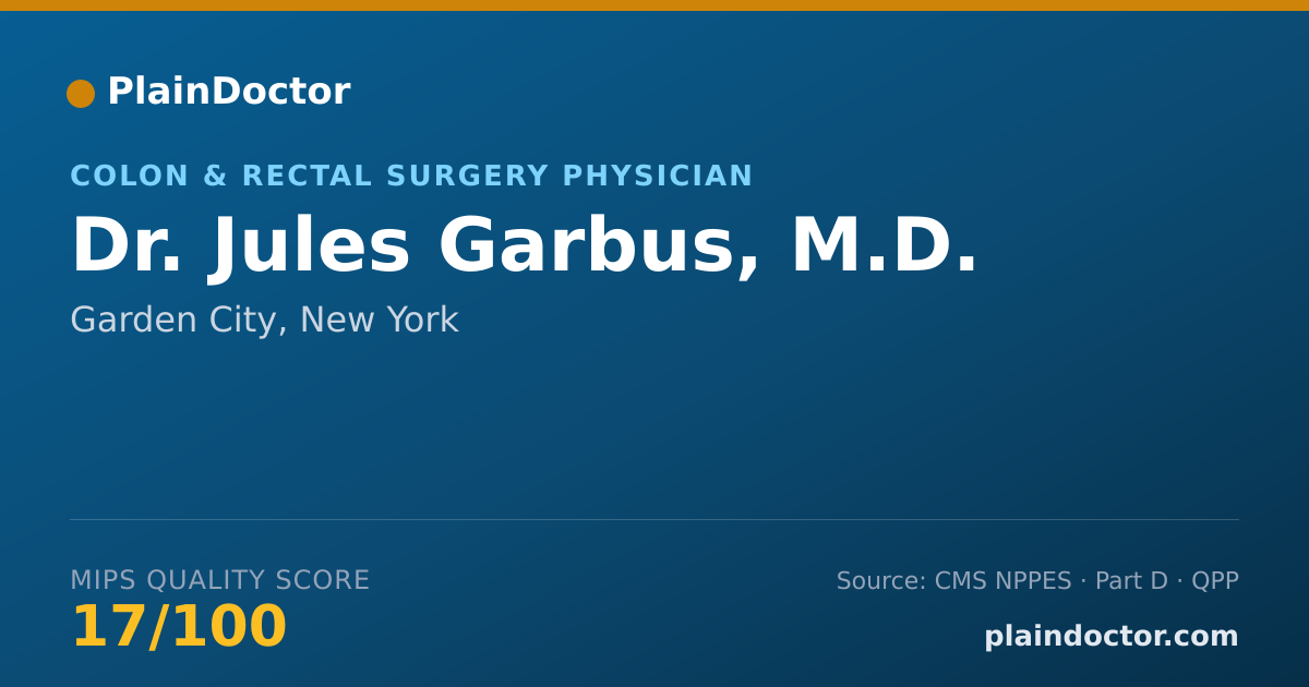 Shareable card for Jules Garbus, M.D. - Colon & Rectal Surgery Physician, Garden City, NY