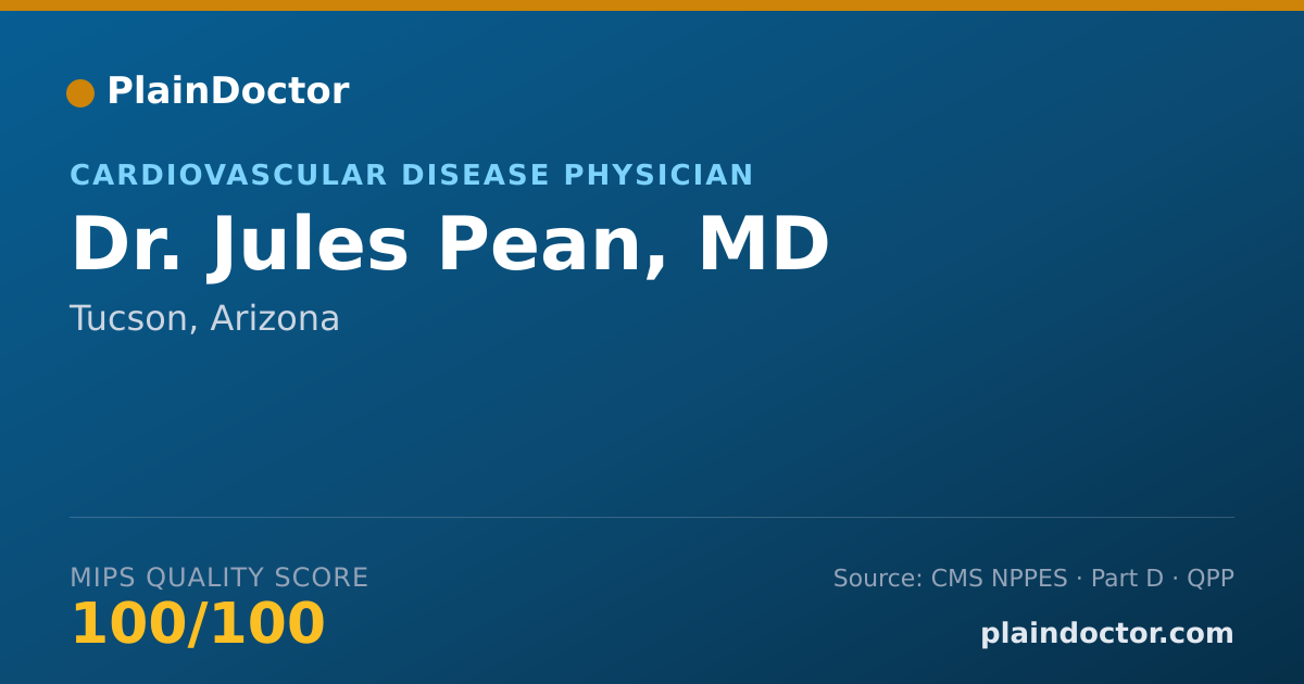 Shareable card for Jules Pean, MD - Cardiovascular Disease Physician, Tucson, AZ