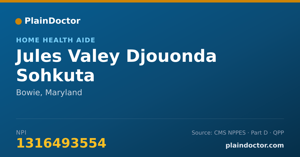 Shareable card for Jules Valey Djouonda Sohkuta - Home Health Aide, Bowie, MD