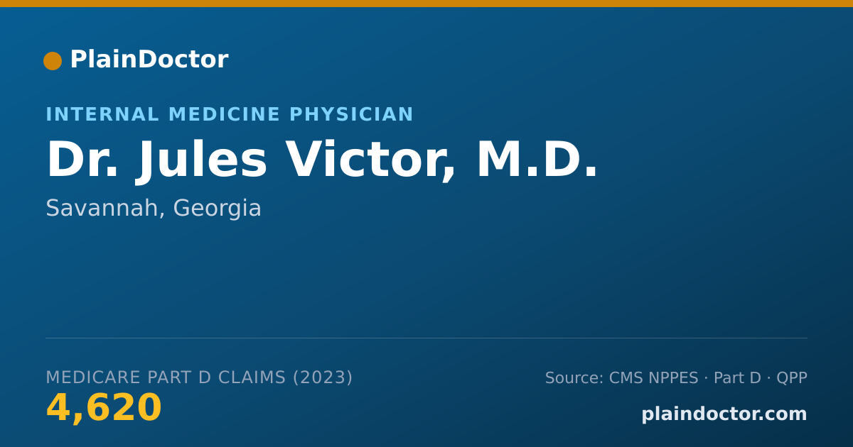 Shareable card for Jules Victor, M.D. - Internal Medicine Physician, Savannah, GA