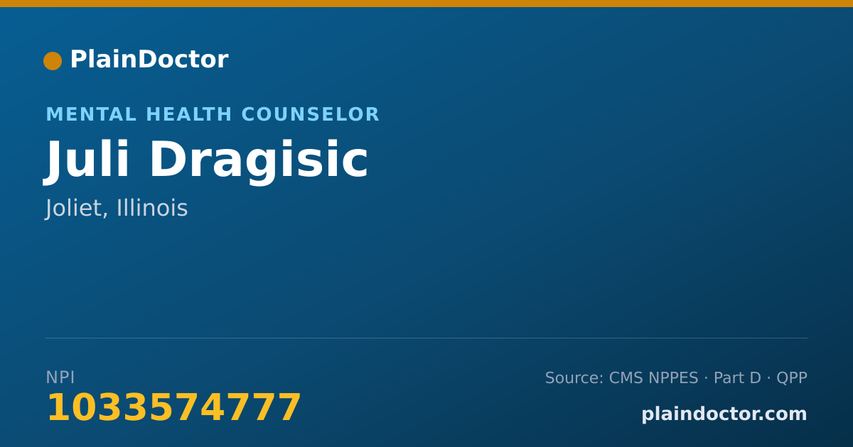 Shareable card for Juli Dragisic - Mental Health Counselor, Joliet, IL
