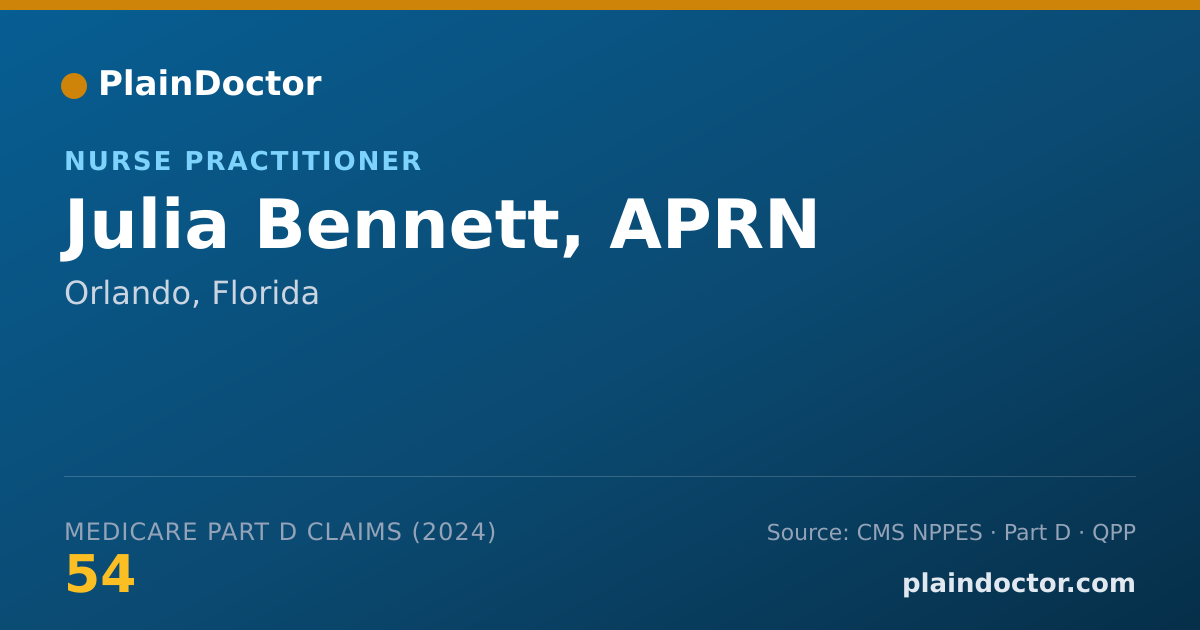 Shareable card for Julia Bennett, APRN - Nurse Practitioner, Orlando, FL