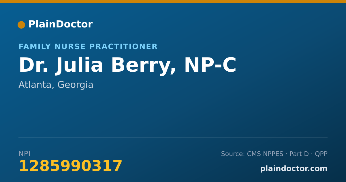 Shareable card for Julia Berry, NP-C - Family Nurse Practitioner, Atlanta, GA