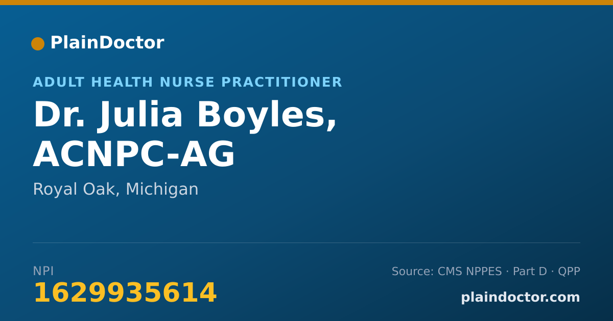 Shareable card for Julia Boyles, ACNPC-AG - Adult Health Nurse Practitioner, Royal Oak, MI