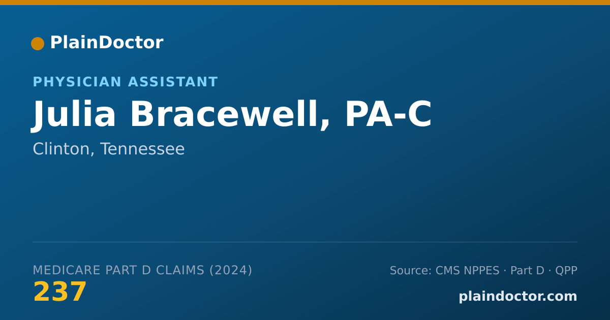 Shareable card for Julia Bracewell, PA-C - Physician Assistant, Clinton, TN