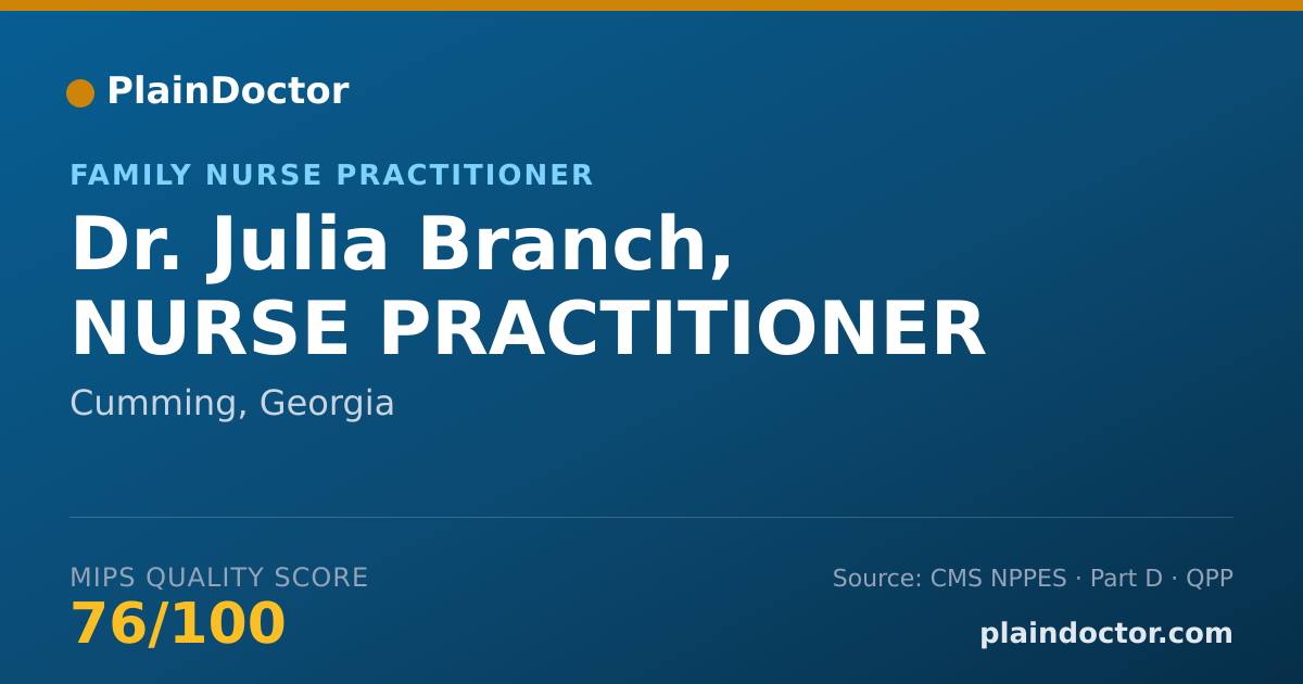 Shareable card for Julia Branch, NURSE PRACTITIONER - Family Nurse Practitioner, Cumming, GA