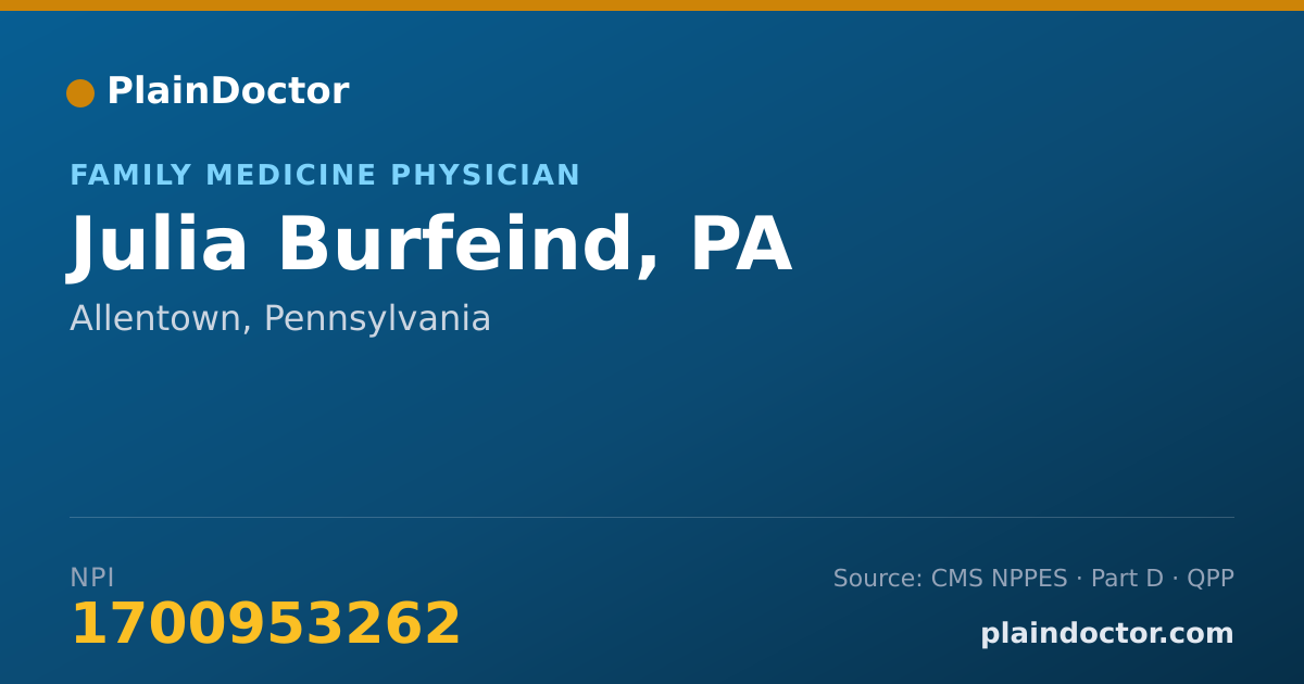 Shareable card for Julia Burfeind, PA - Family Medicine Physician, Allentown, PA