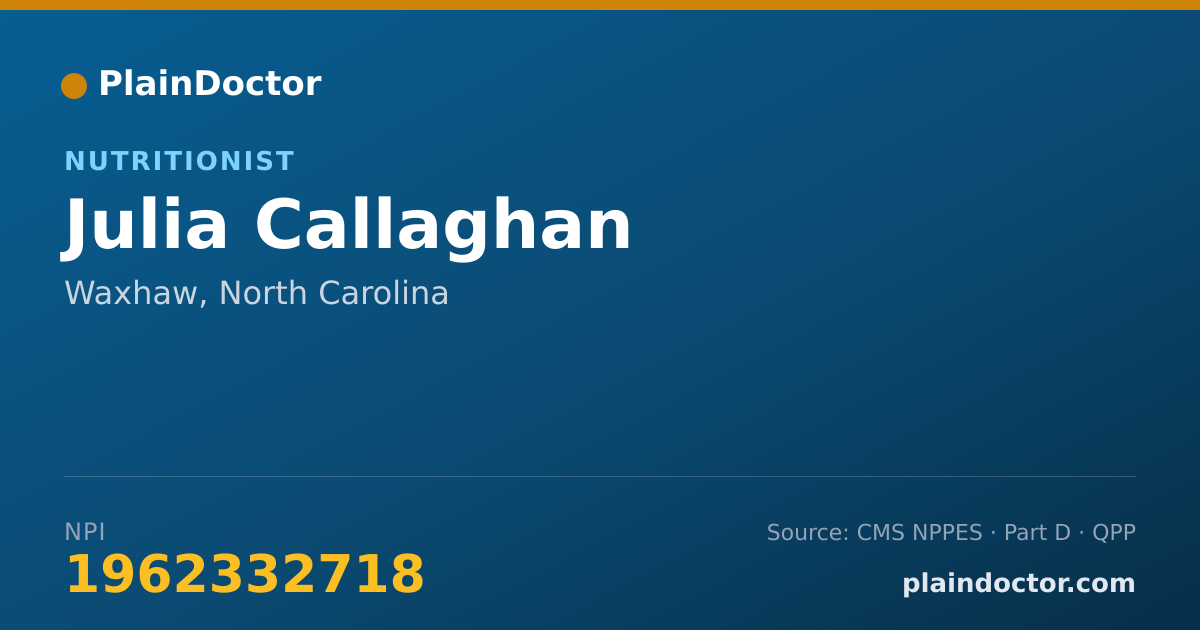 Shareable card for Julia Callaghan - Nutritionist, Waxhaw, NC