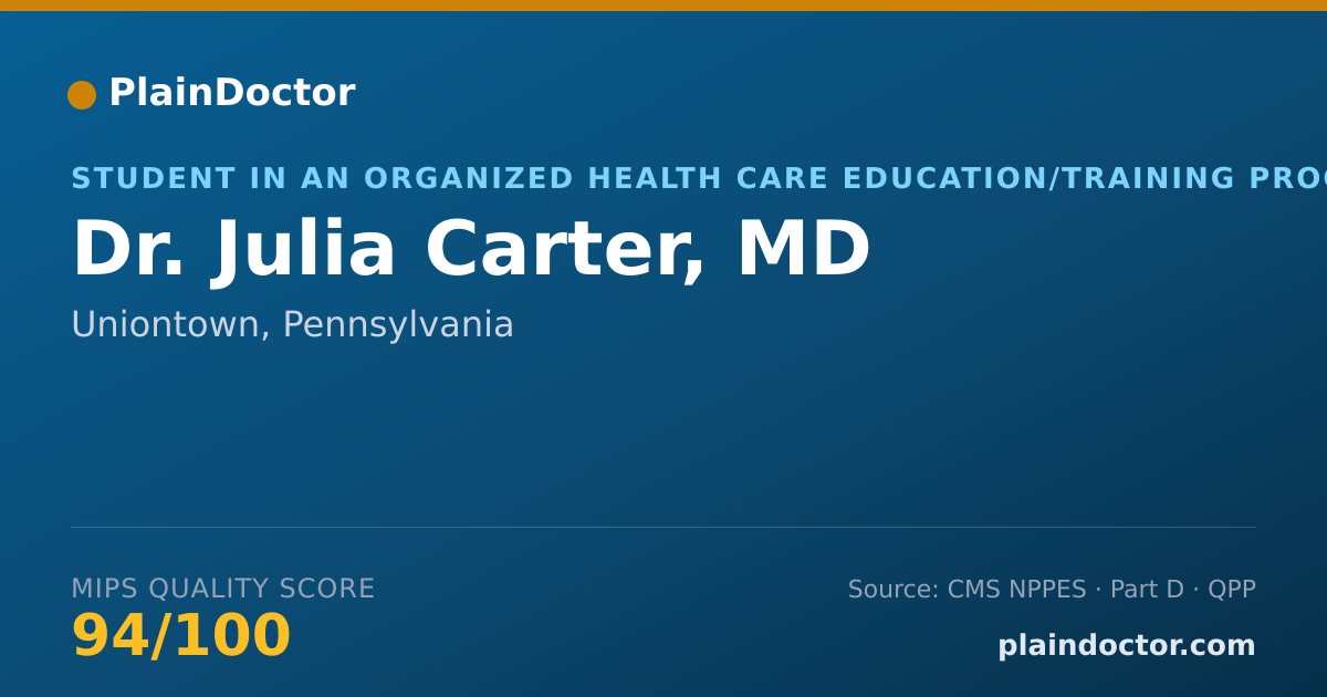 Shareable card for Julia Carter, MD - Student in an Organized Health Care Education/Training Program, Uniontown, PA