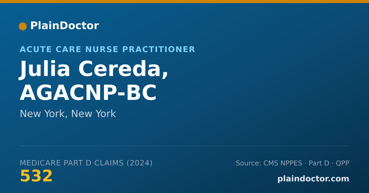 Shareable card for Julia Cereda, AGACNP-BC - Acute Care Nurse Practitioner, New York, NY