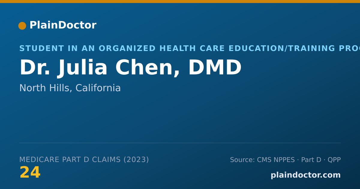 Shareable card for Julia Chen, DMD - Student in an Organized Health Care Education/Training Program, North Hills, CA