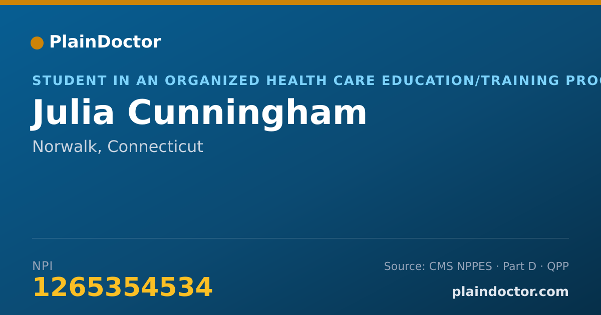 Shareable card for Julia Cunningham - Physician Assistant, Norwalk, CT