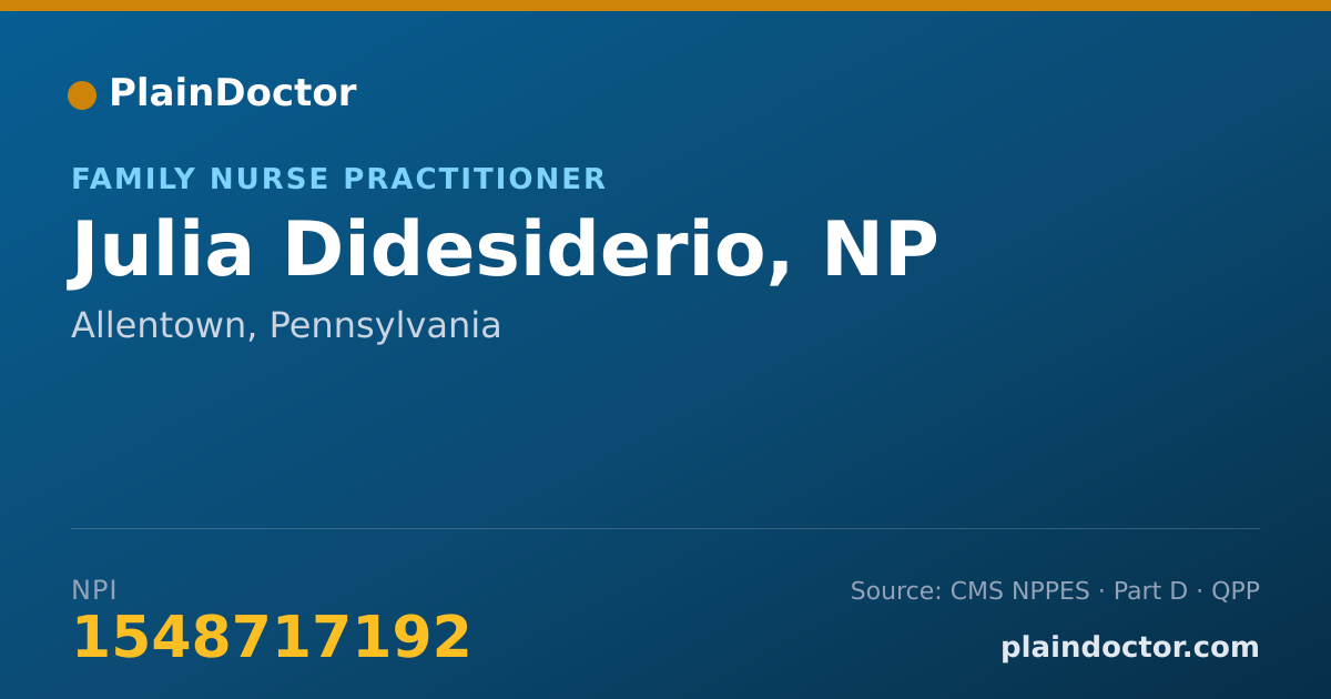 Shareable card for Julia Didesiderio, NP - Family Nurse Practitioner, Allentown, PA