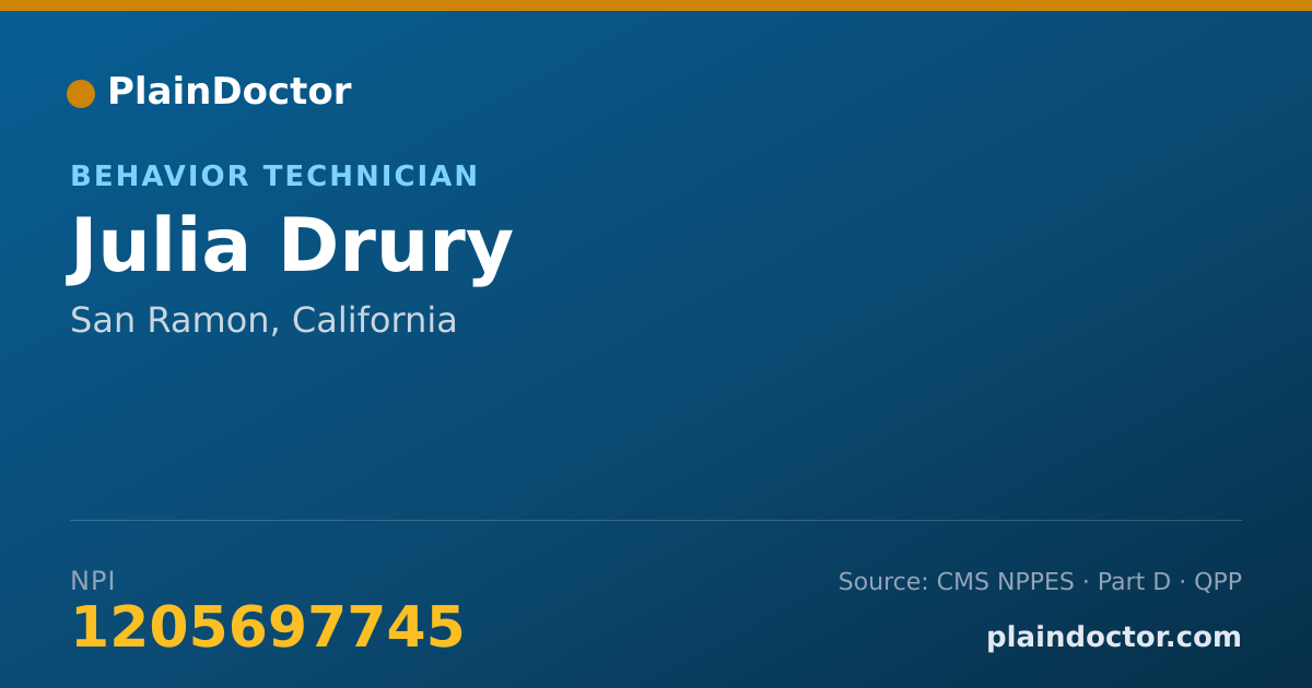 Shareable card for Julia Drury - Behavior Technician, San Ramon, CA