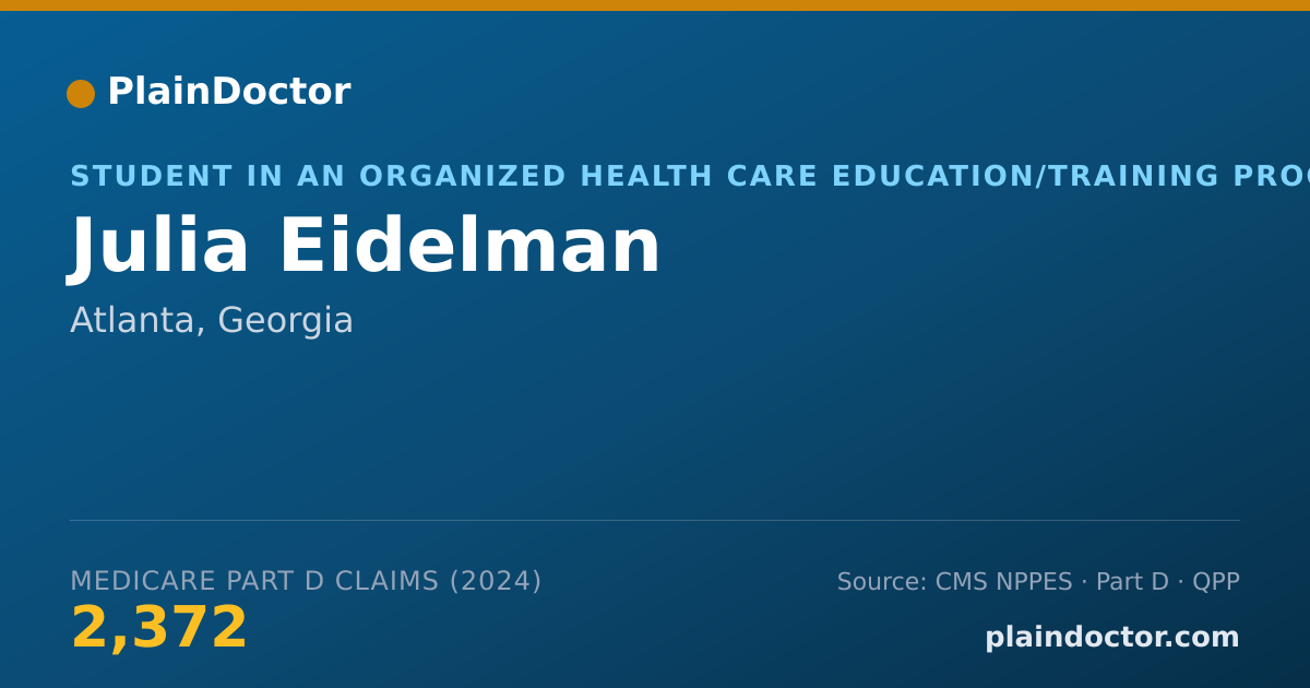 Shareable card for Julia Eidelman - Student in an Organized Health Care Education/Training Program, Atlanta, GA