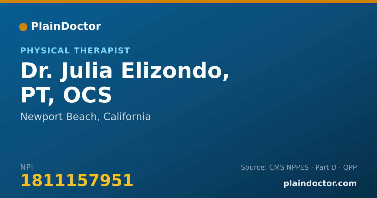 Shareable card for Julia Elizondo, PT, OCS - Physical Therapist, Newport Beach, CA