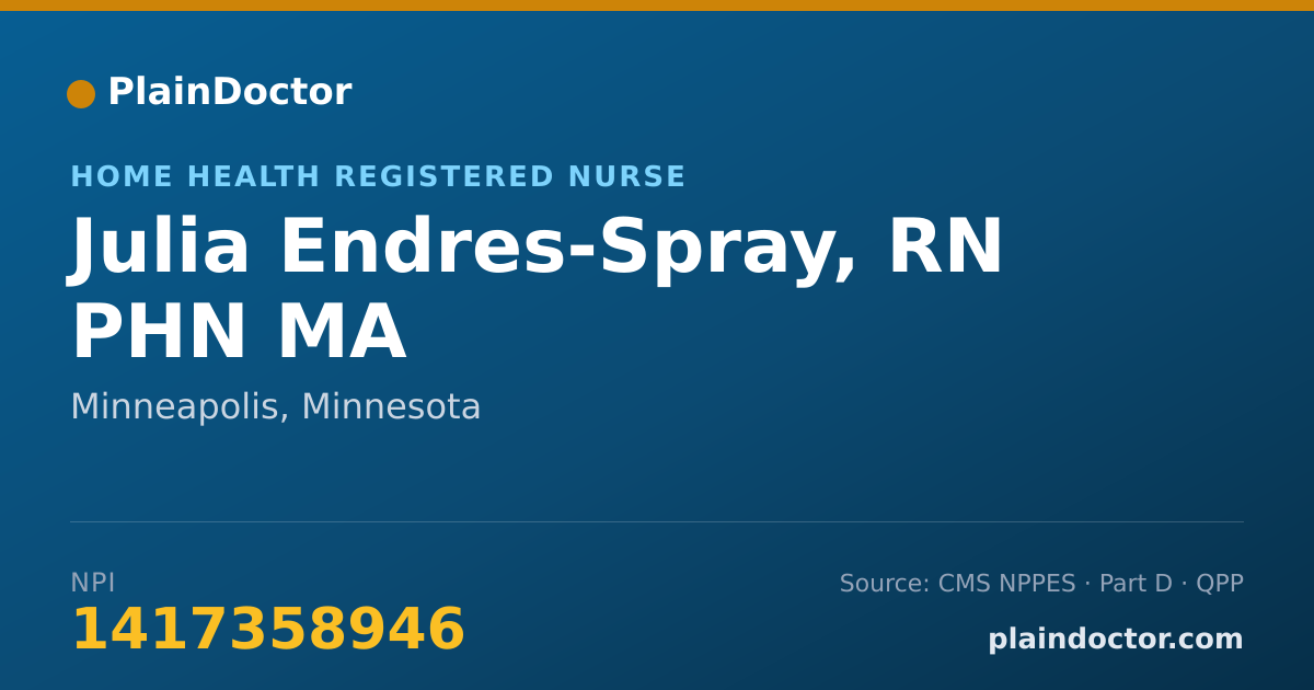 Shareable card for Julia Endres-Spray, RN PHN MA - Home Health Registered Nurse, Minneapolis, MN