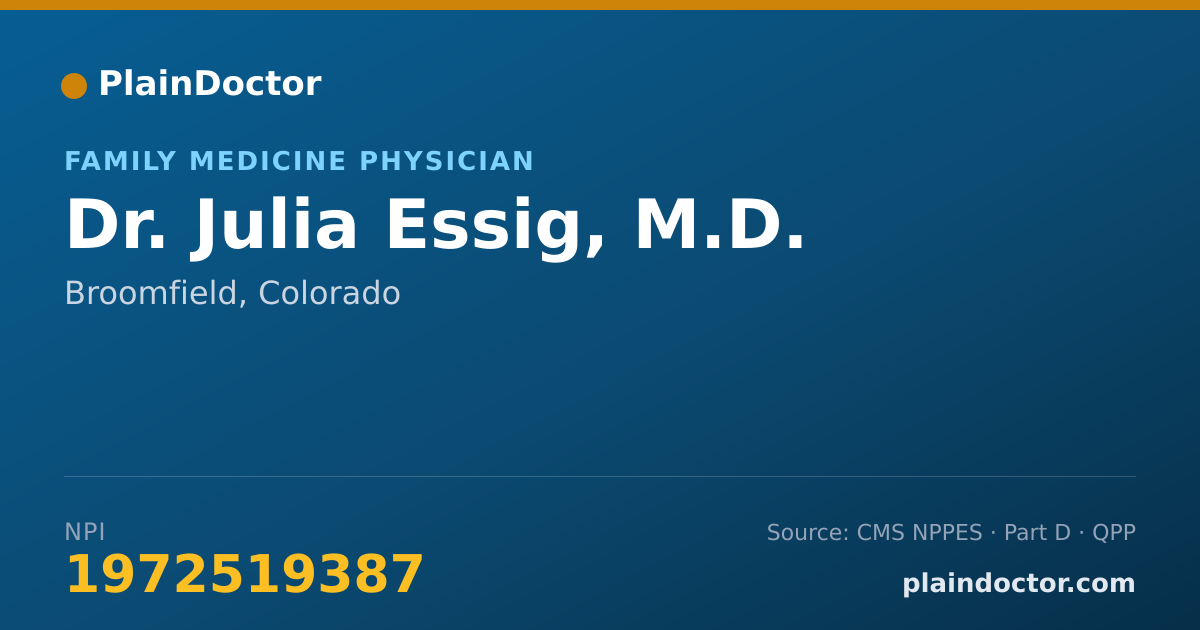 Shareable card for Julia Essig, M.D. - Family Medicine Physician, Broomfield, CO