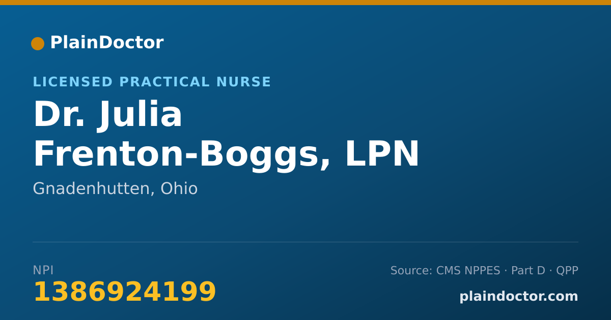 Shareable card for Julia Frenton-Boggs, LPN - Licensed Practical Nurse, Gnadenhutten, OH