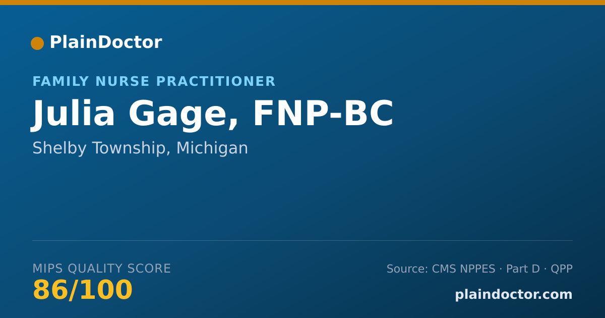 Shareable card for Julia Gage, FNP-BC - Family Nurse Practitioner, Shelby Township, MI