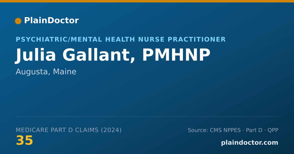 Shareable card for Julia Gallant, PMHNP - Psychiatric/Mental Health Nurse Practitioner, Augusta, ME