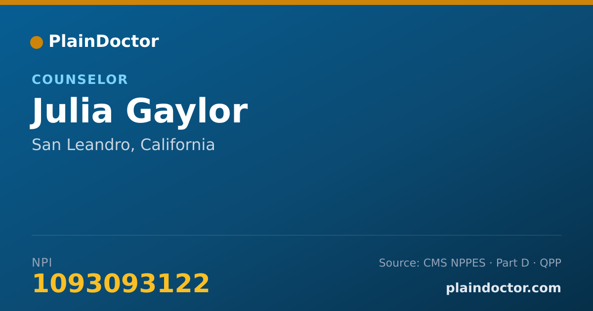 Shareable card for Julia Gaylor - Counselor, San Leandro, CA