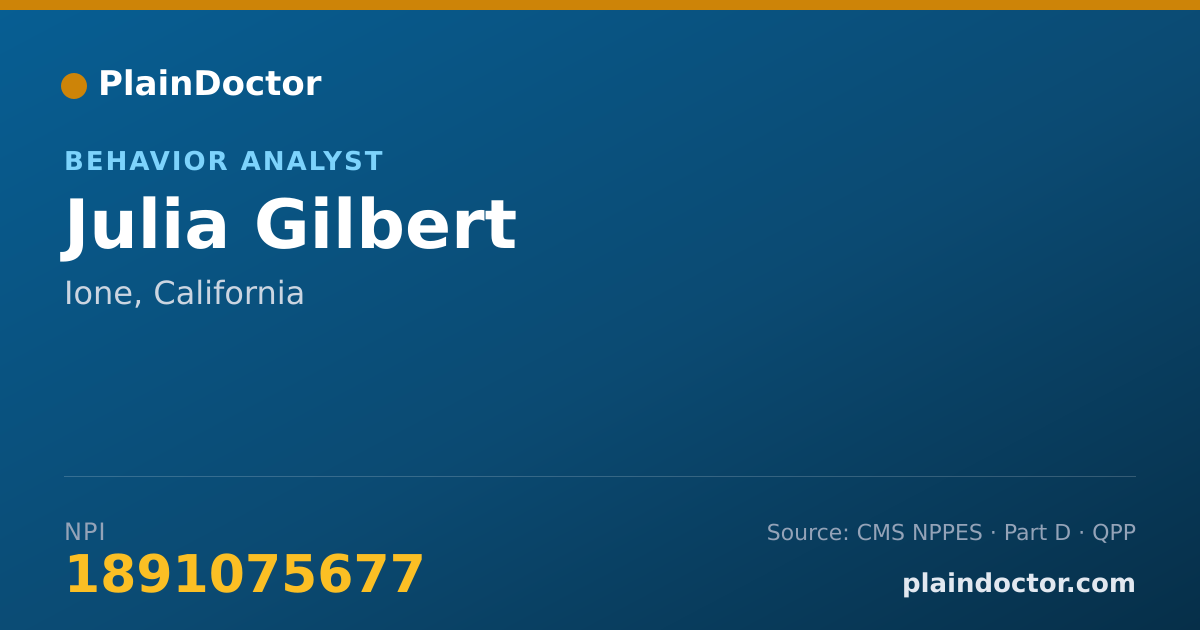 Shareable card for Julia Gilbert - Behavior Analyst, Ione, CA