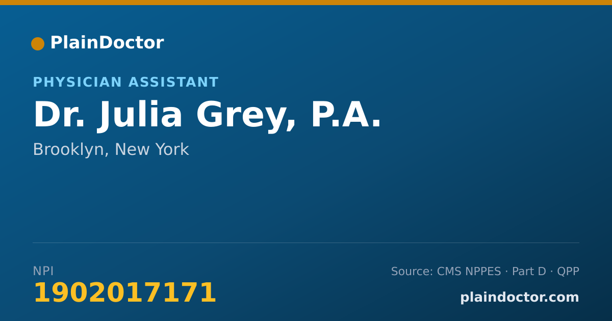 Shareable card for Julia Grey, P.A. - Physician Assistant, Brooklyn, NY