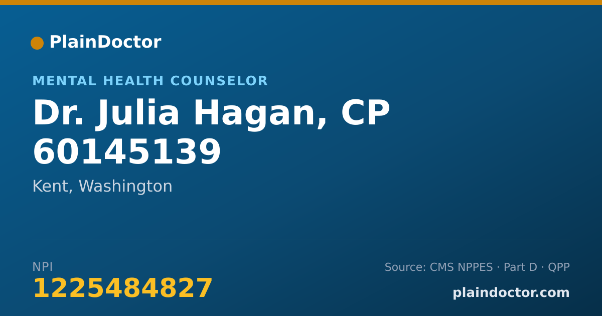 Shareable card for Julia Hagan, CP 60145139 - Mental Health Counselor, Kent, WA