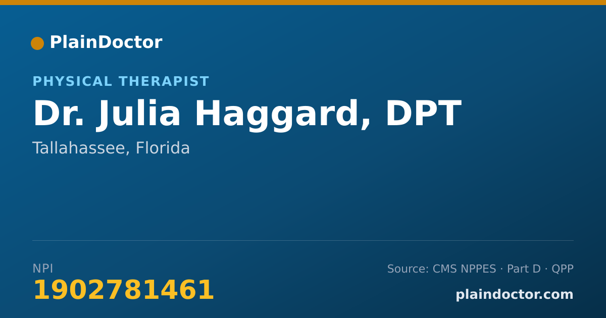 Shareable card for Julia Haggard, DPT - Physical Therapist, Tallahassee, FL