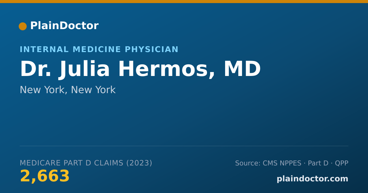 Shareable card for Julia Hermos, MD - Internal Medicine Physician, New York, NY